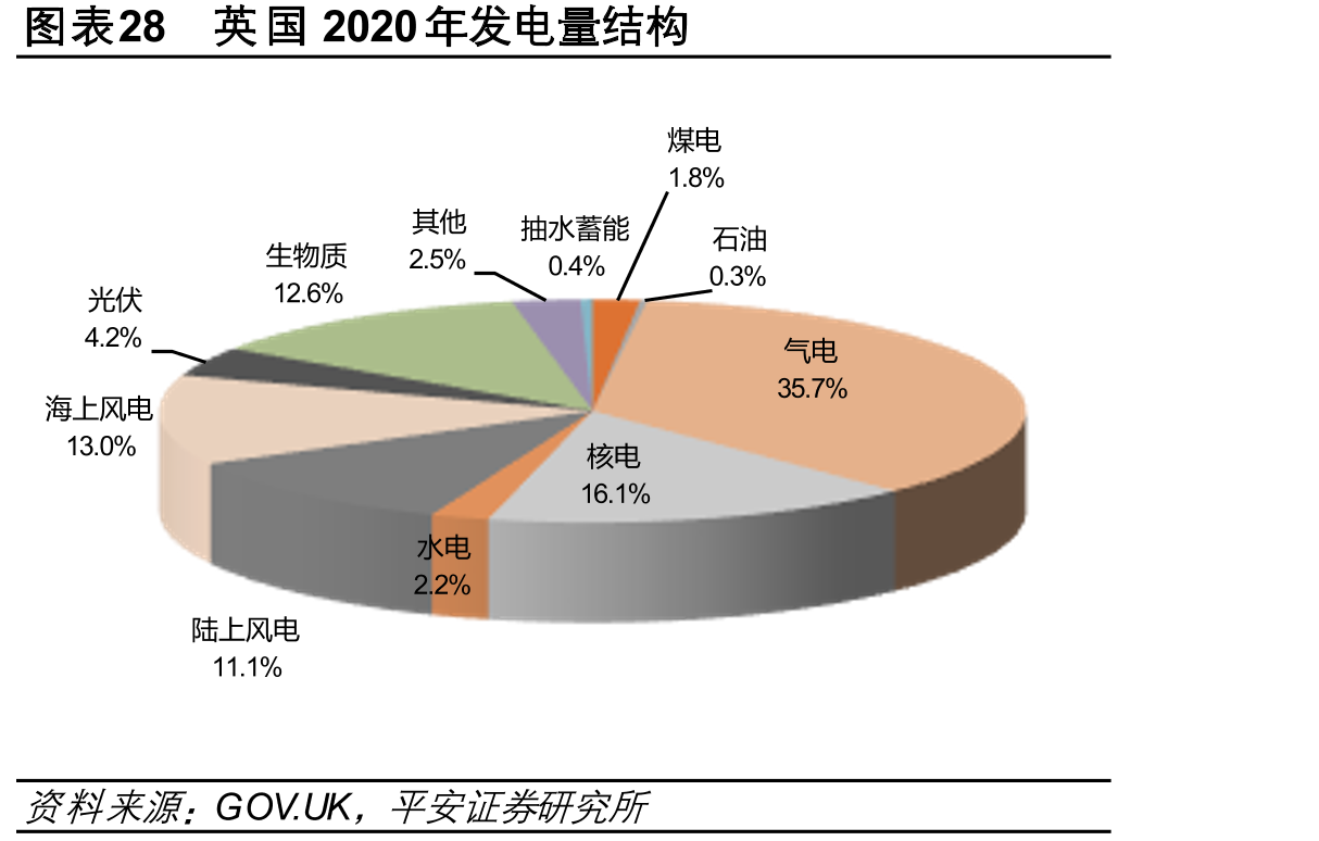图表28英国2020年发电量结构