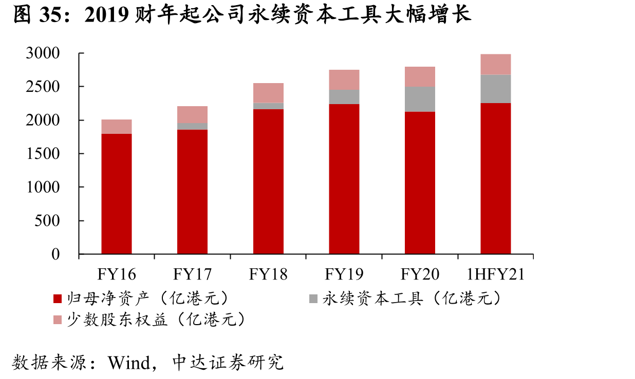 2019财年起公司永续资本工具大幅增长