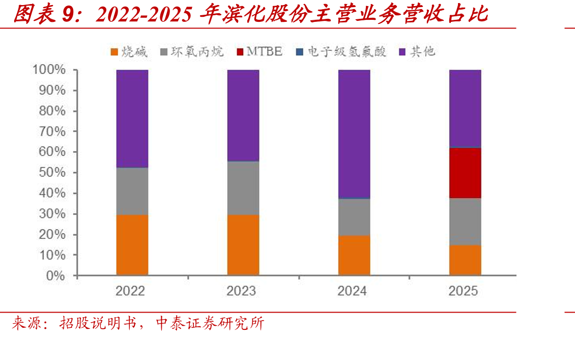 2022-2025年滨化股份主营业务营收占比