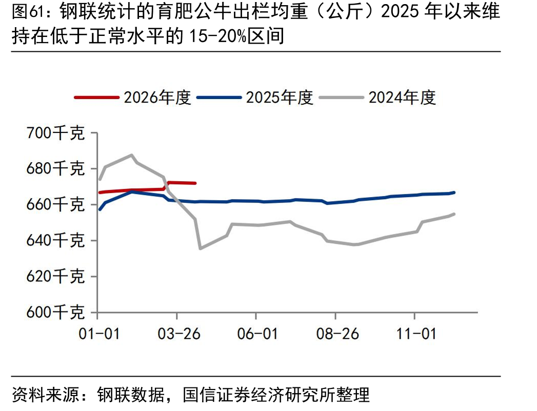 钢联统计的育肥公牛出栏均重（公斤）2025年以来维