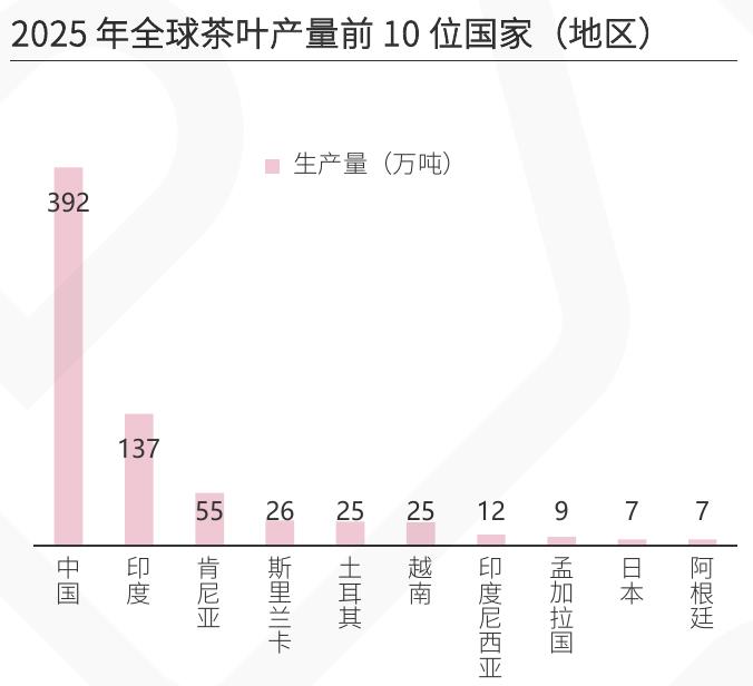 2025年全球茶叶产量前10位国家（地区）