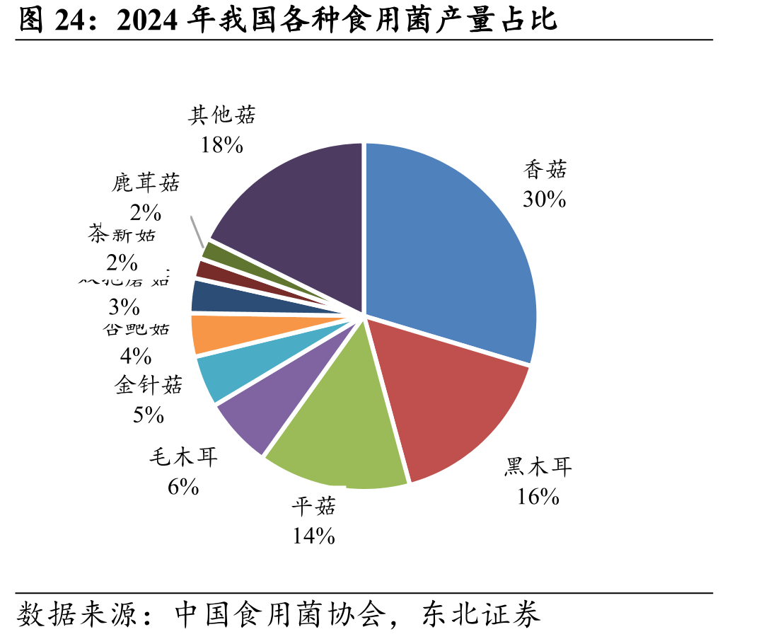 2024年我国各种食用菌产量占比