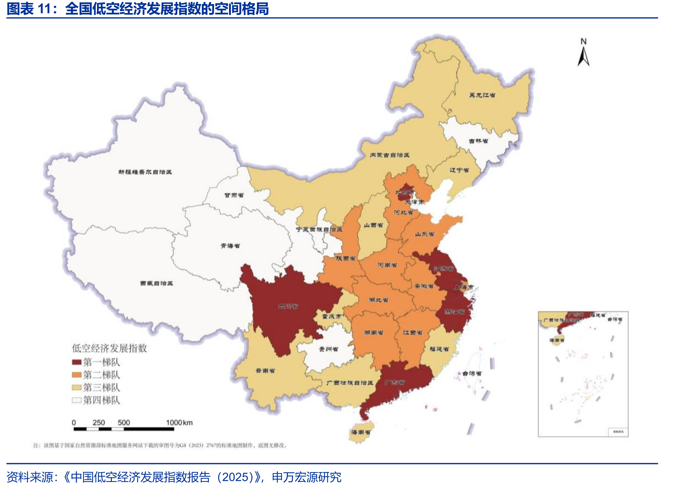 全国低空经济发展指数的空间格局