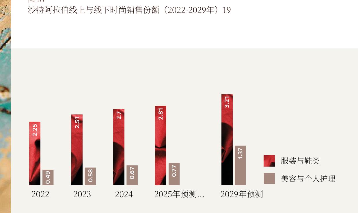 沙特阿拉伯线上与线下时尚销售份额（2022-2029年）19
