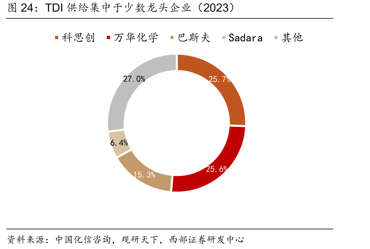 TDI供给集中于少数龙头企业（2023）