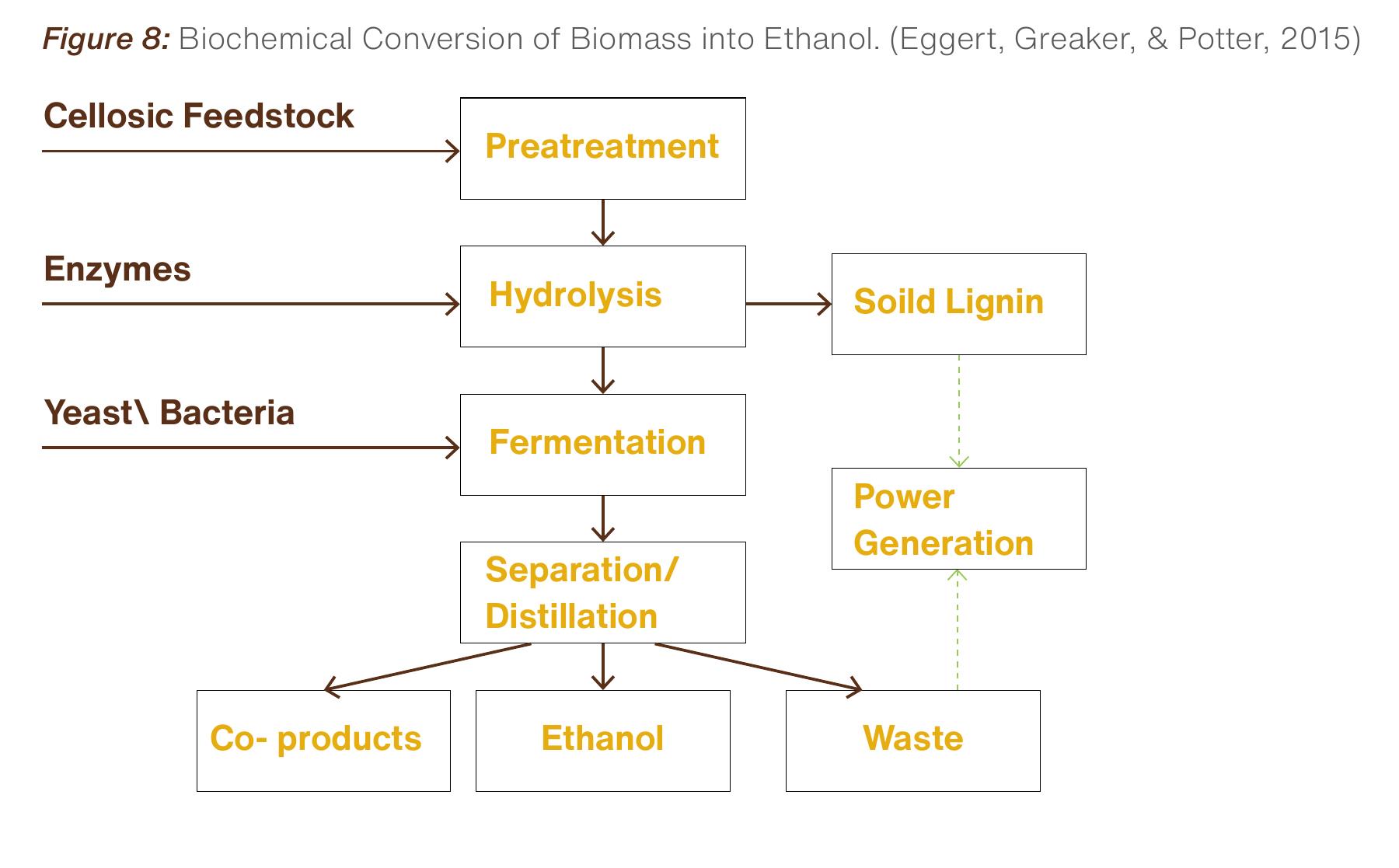 图8：Biochemical Conversion of Biomass into Ethanol. (Eggert, Greaker, & Potter, 2015)