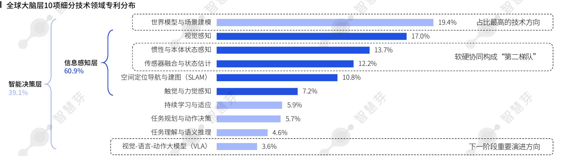 全球大脑层10项细分技术领域专利分布