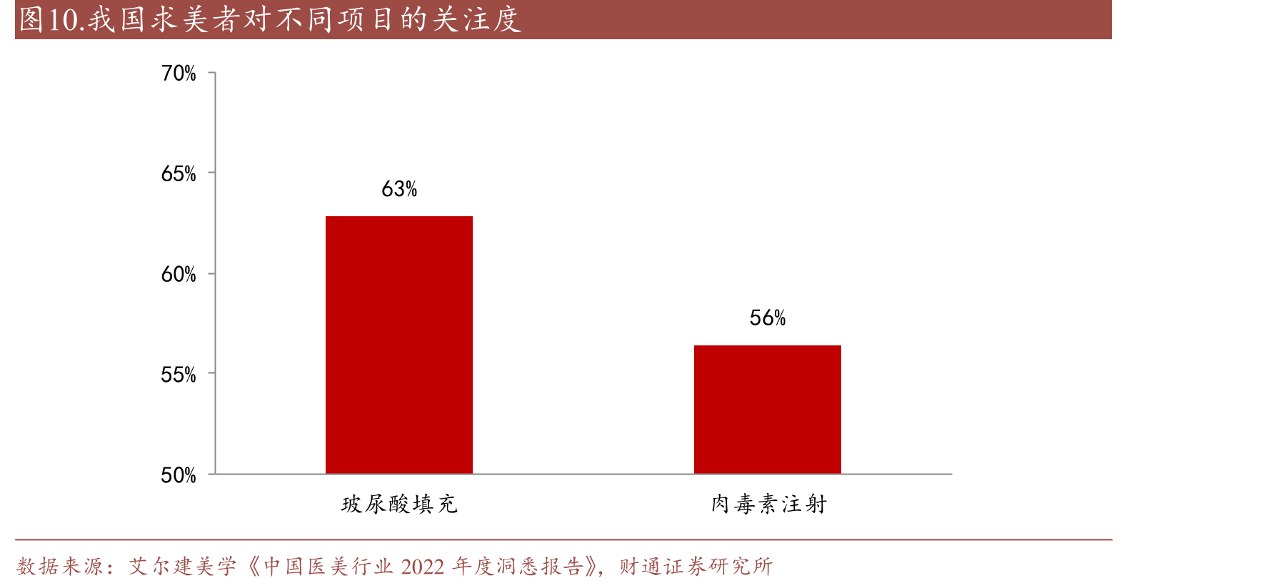 图10.我国求美者对不同项目的关注度