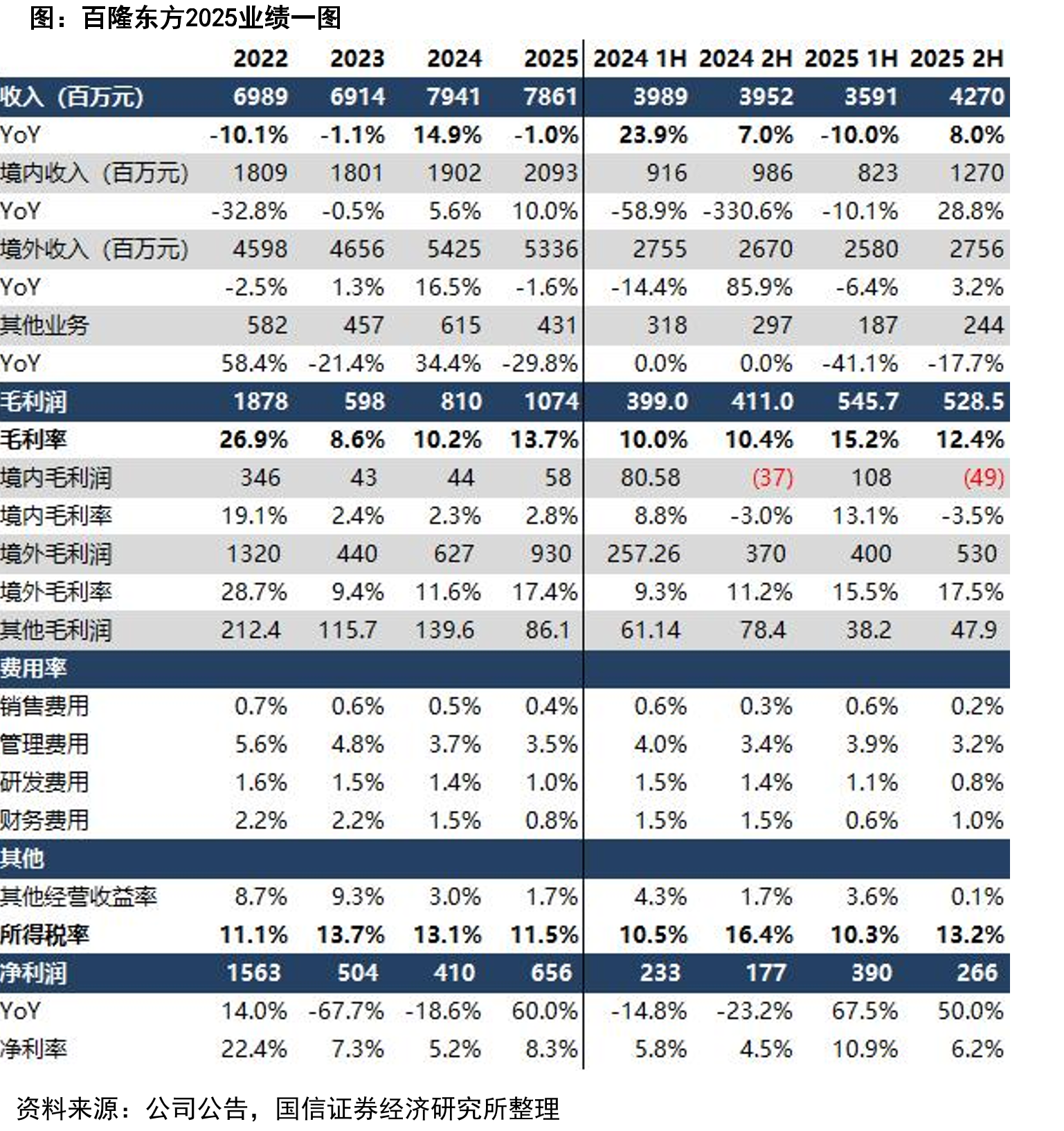 百隆东方2025业绩一图