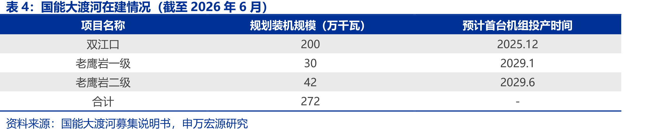 国能大渡河在建情况（截至2026年6月）
