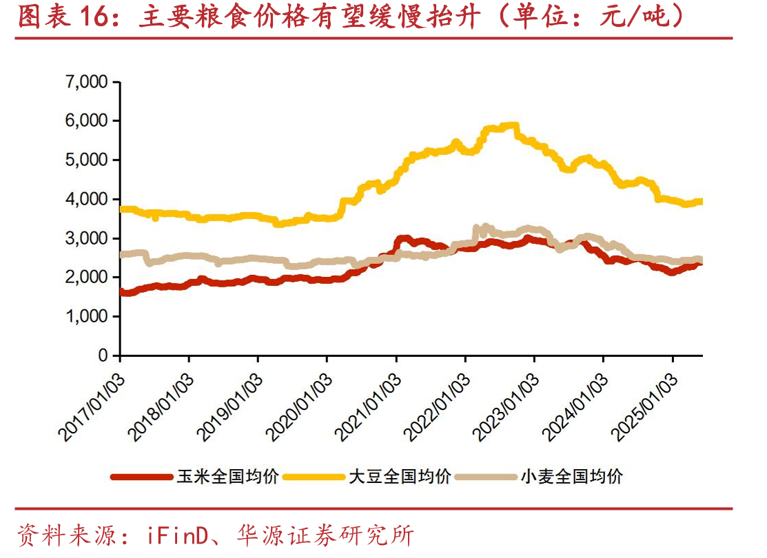 主要粮食价格有望缓慢抬升（单位：元/吨）