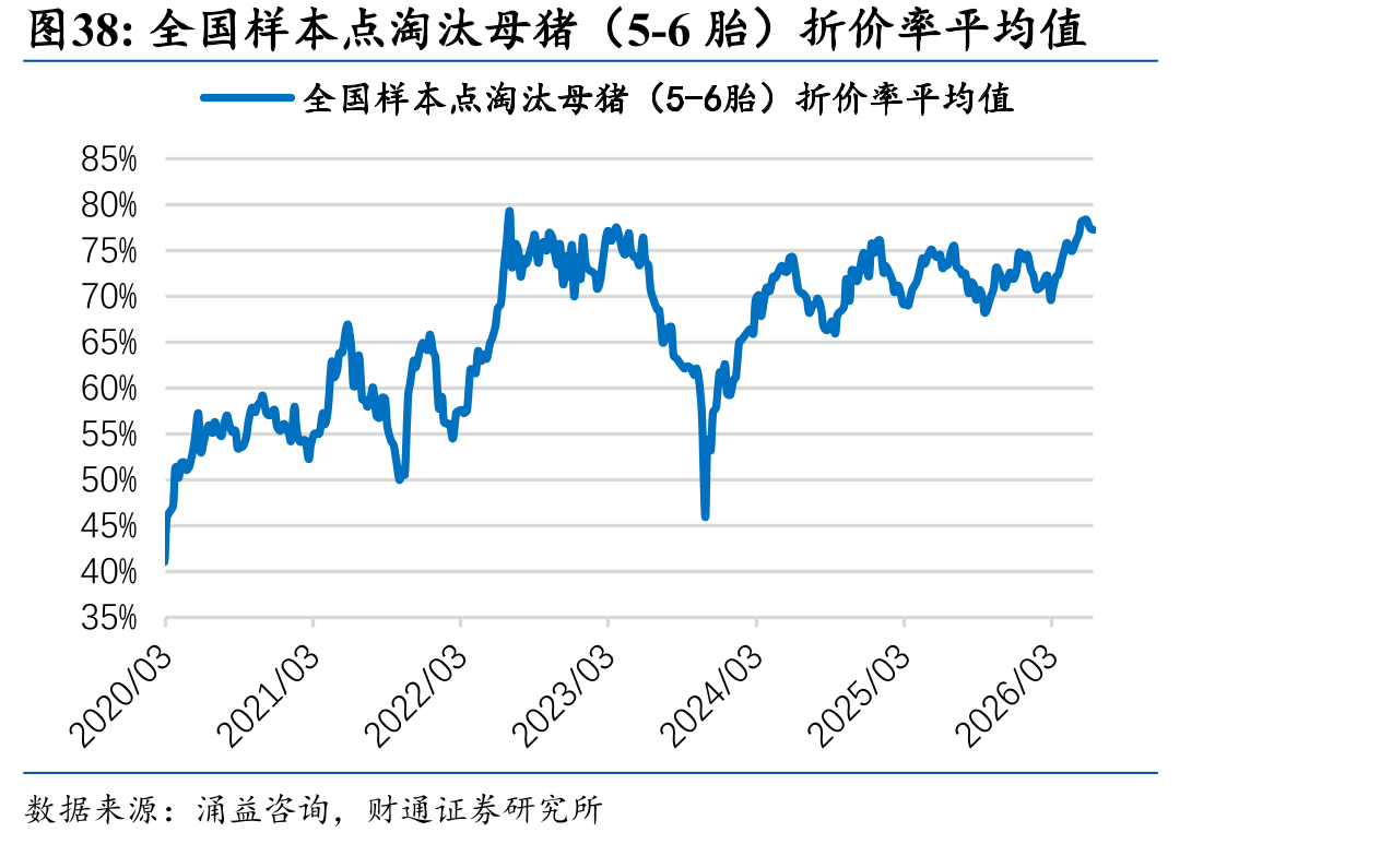 全国样本点淘汰母猪（5-6胎）折价率平均值