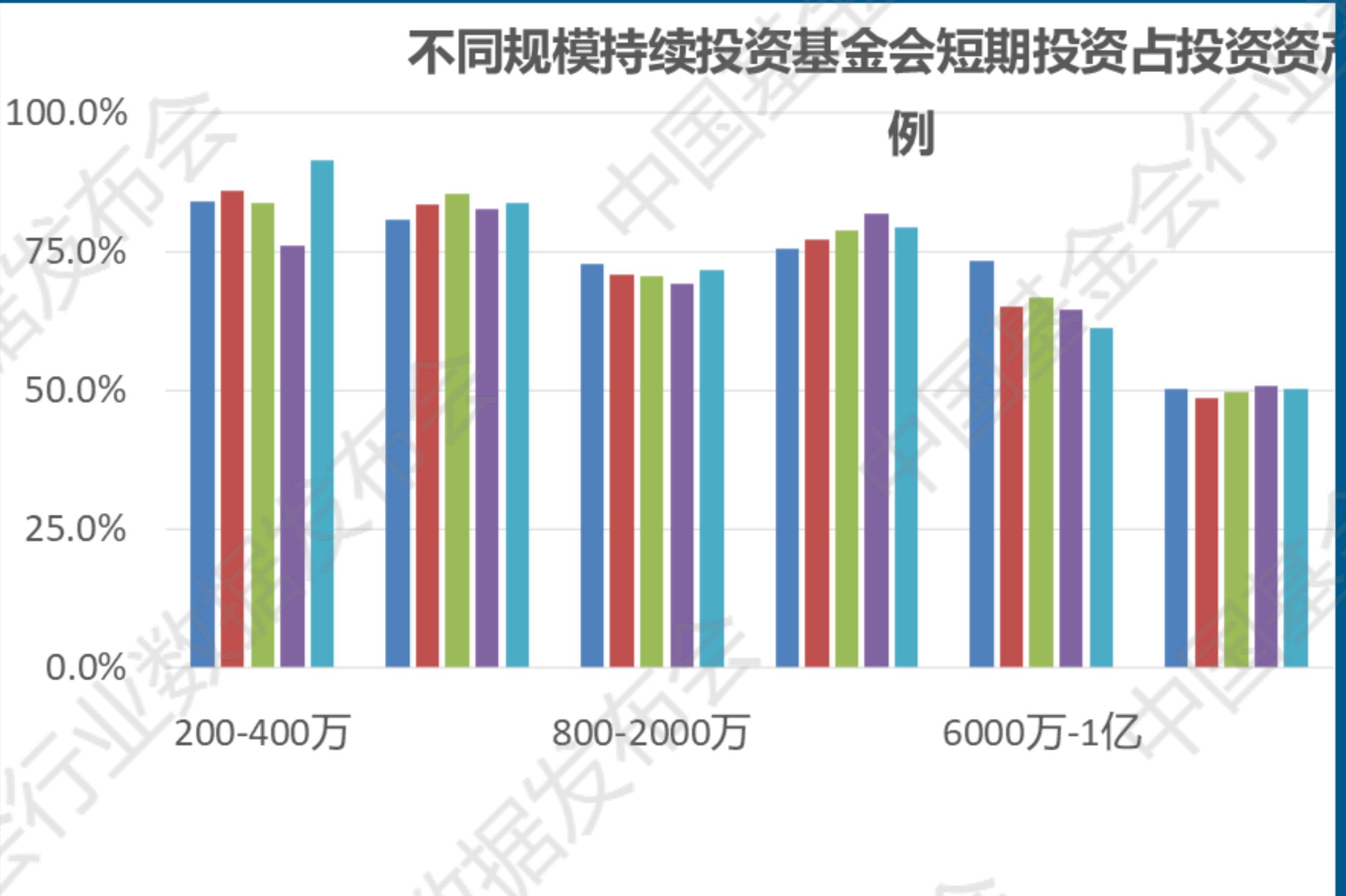 不同规模持续投资基金会短期投资占投资资