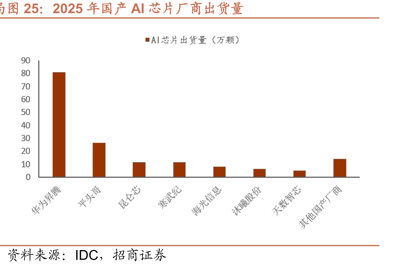 2025年国产AI芯片厂商出货量