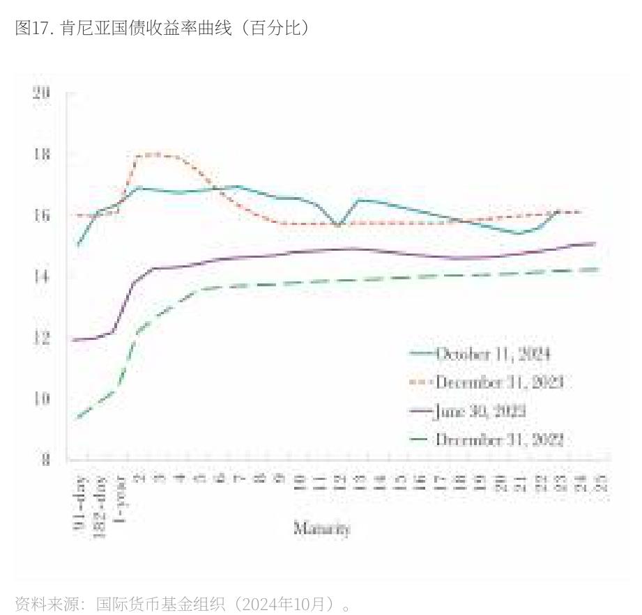 图17：.肯尼亚国债收益率曲线 （百分比）