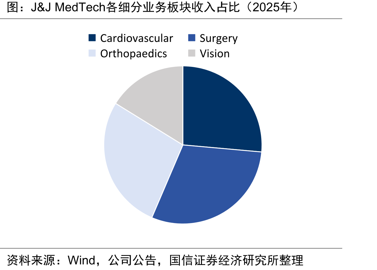 J&JMedTech各细分业务板块收入占比（2025年）