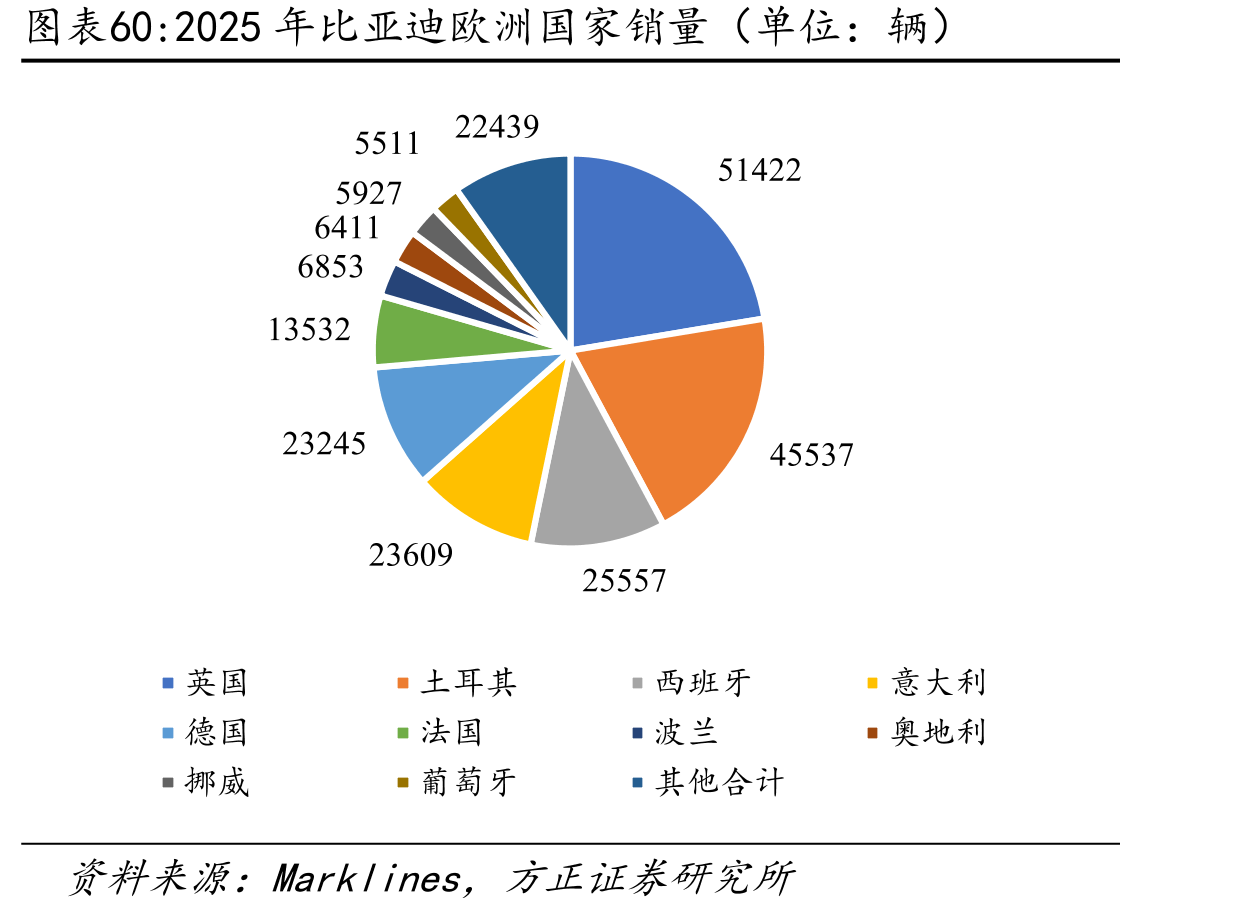 2025年比亚迪欧洲国家销量（单位：辆）