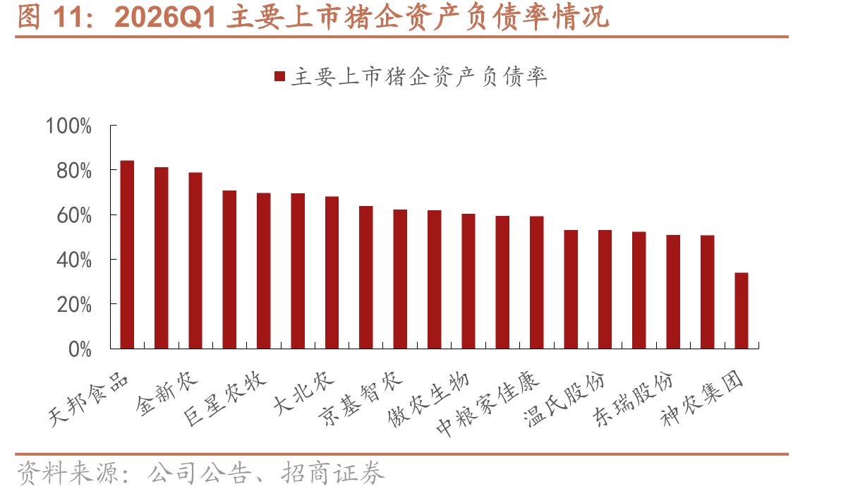 2026Q1主要上市猪企资产负债率情况