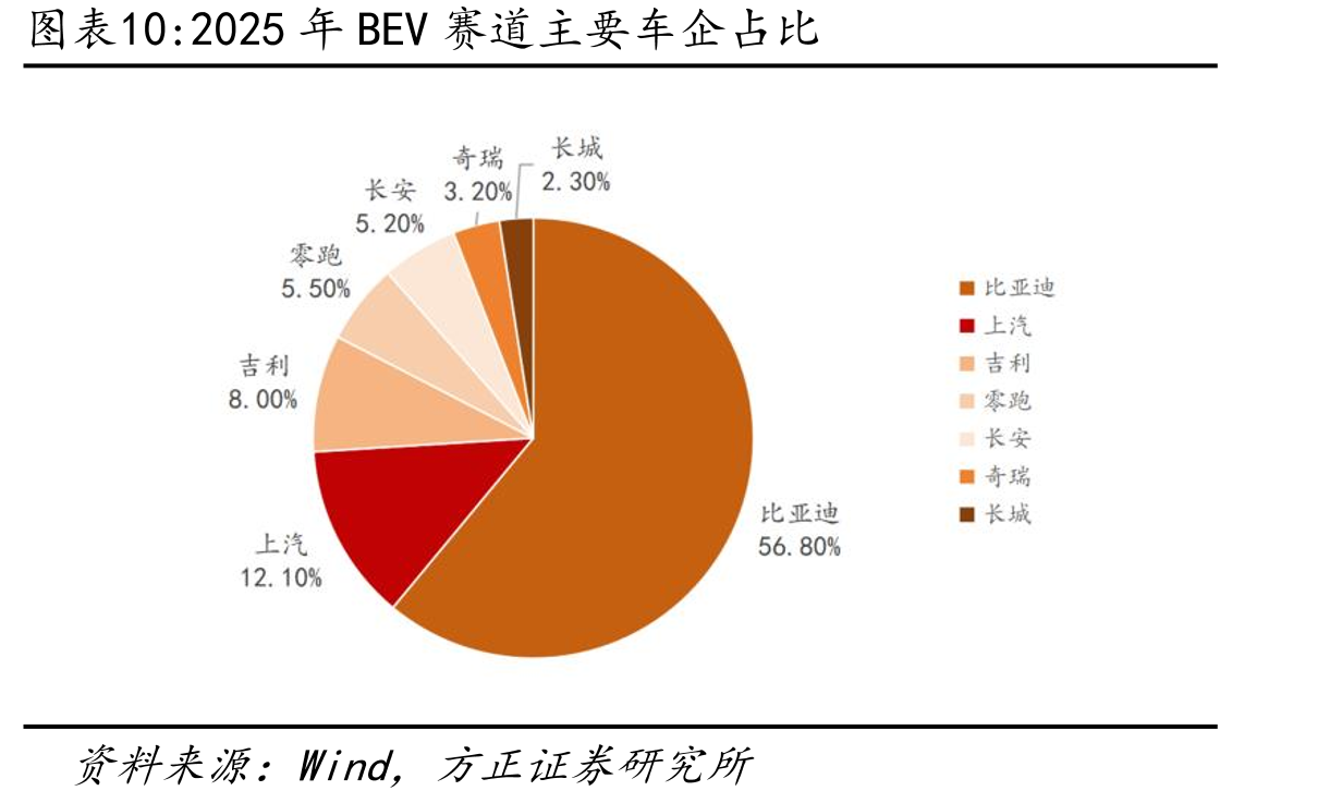 2025年BEV赛道主要车企占比