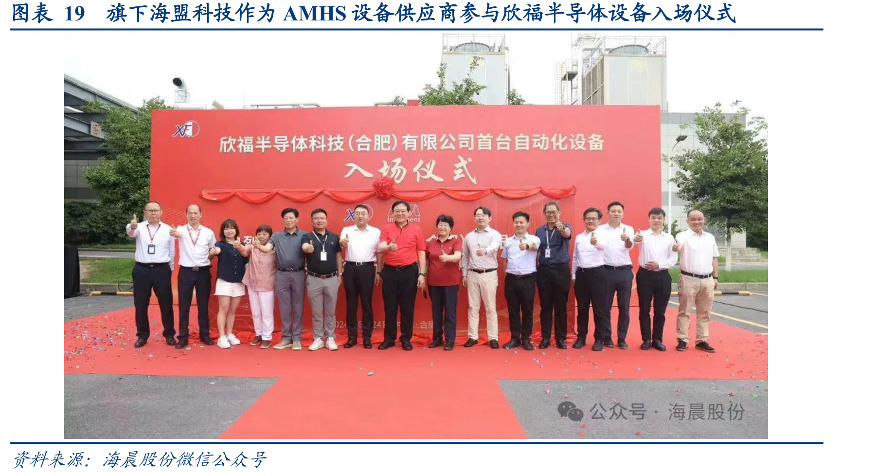 图表19旗下海盟科技作为AMHS设备供应商参与欣福半导体设备入场仪式