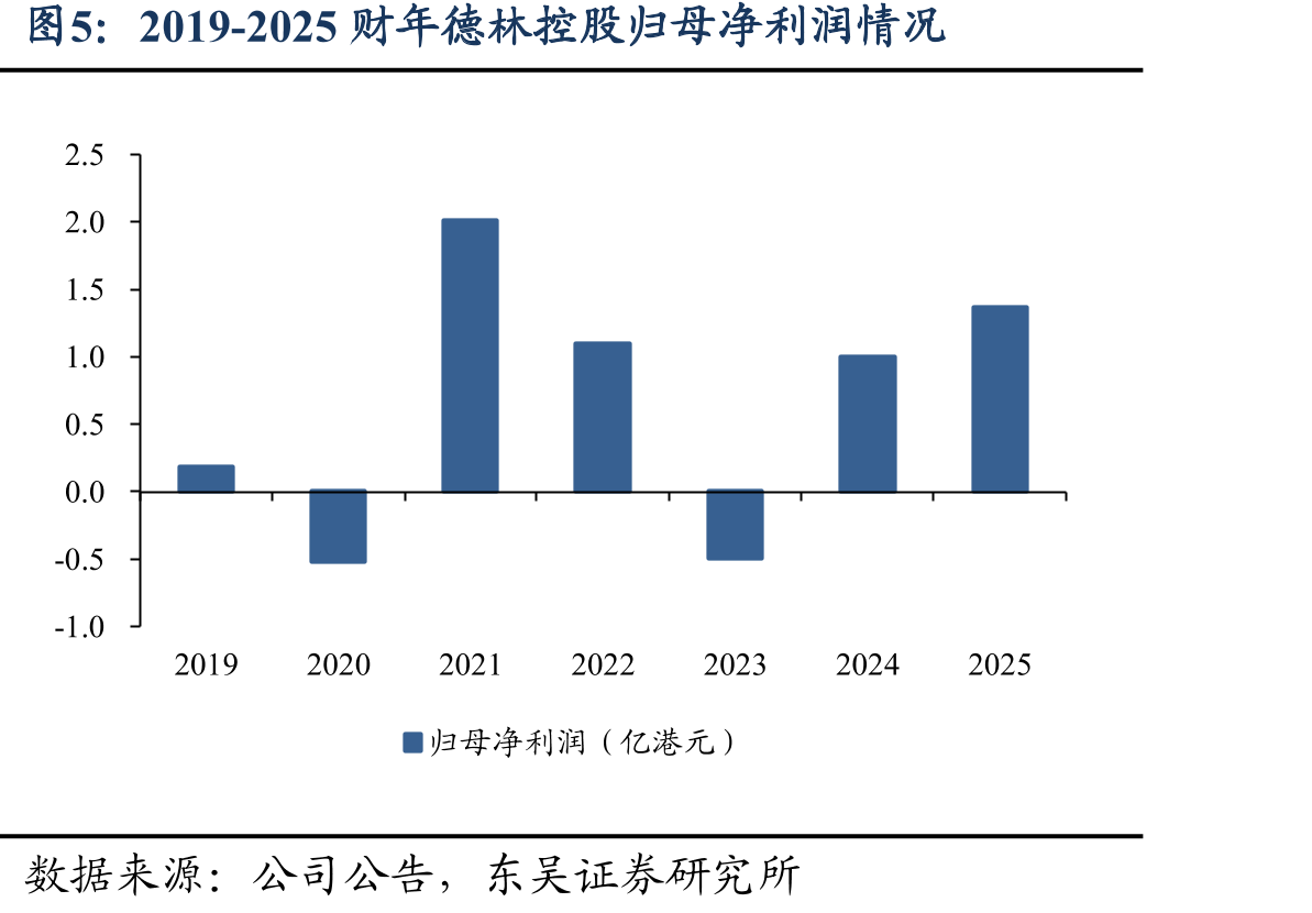 2019-2025财年德林控股归母净利润情况