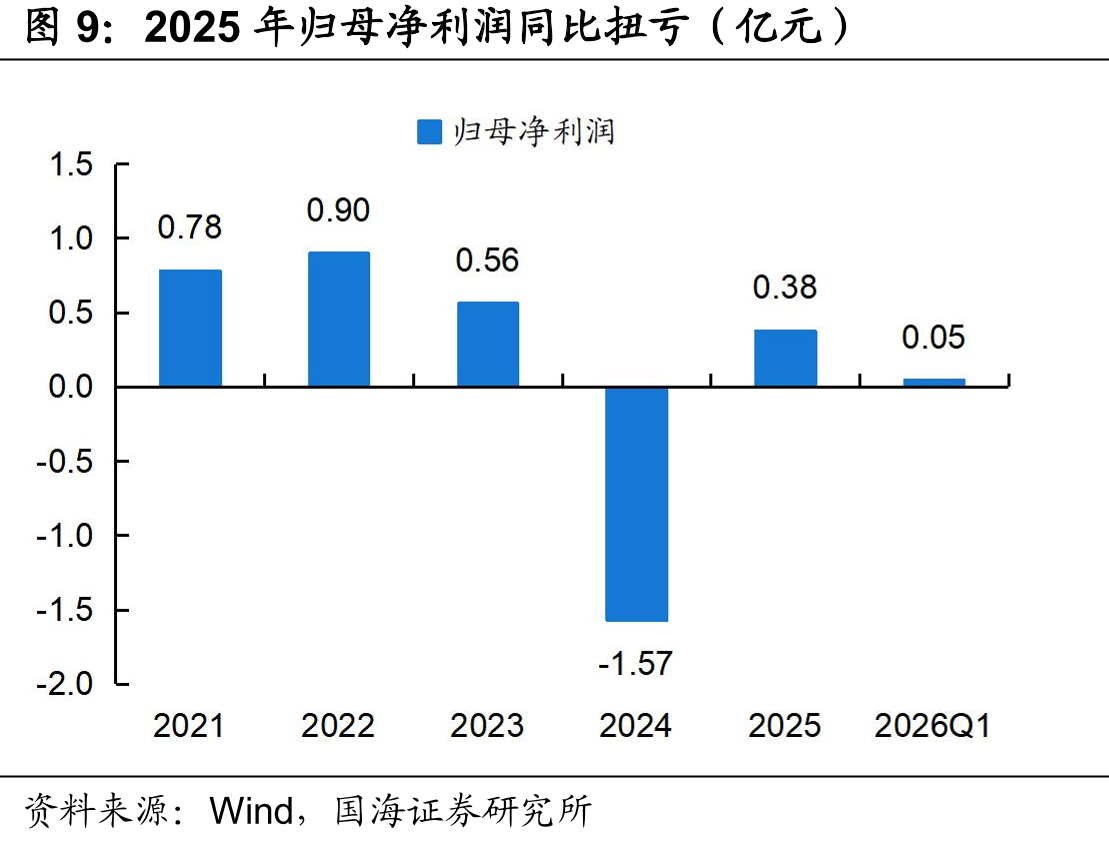 2025年归母净利润同比扭亏（亿元）
