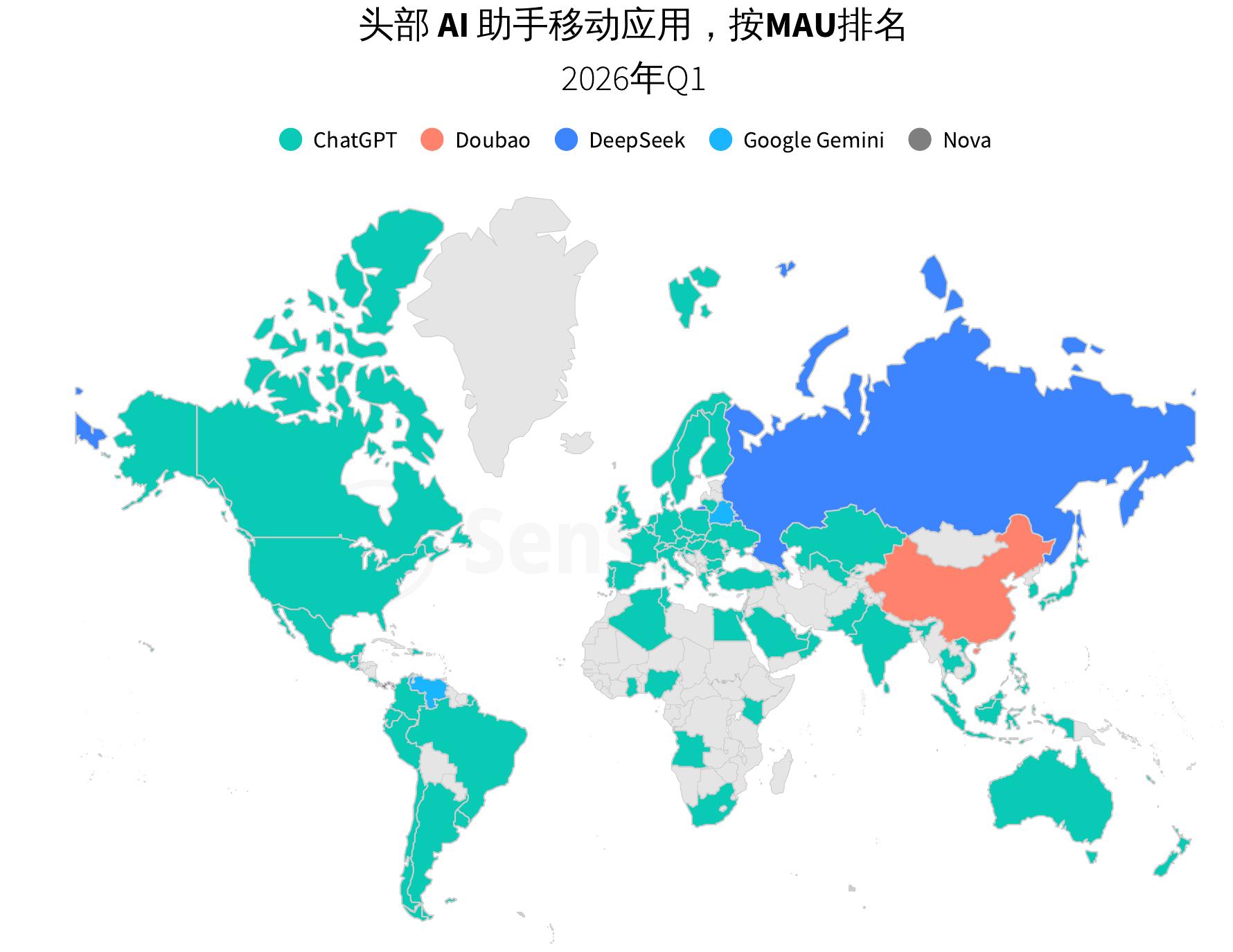 头部AI助手移动应用，按MAU排名
