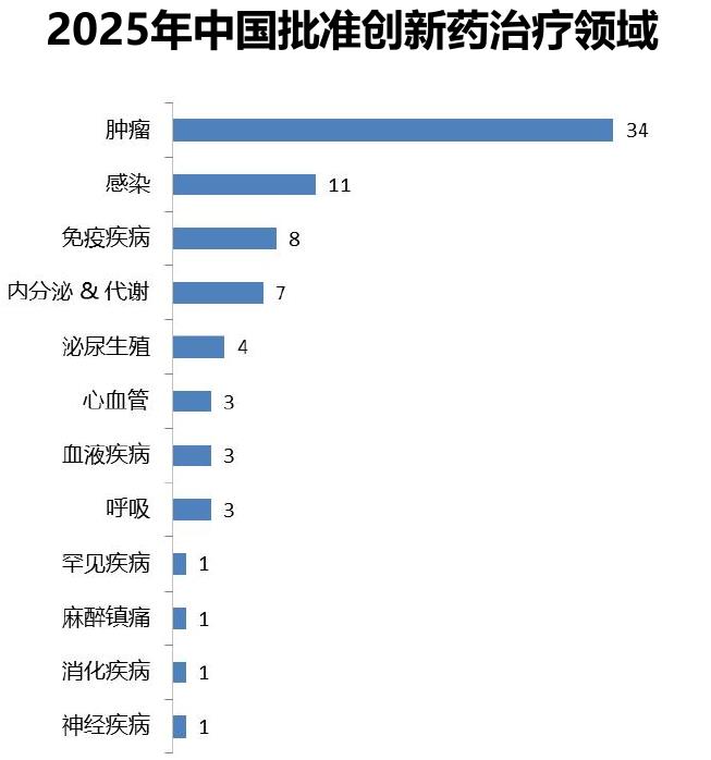 2025年中国批准创新药治疗领域