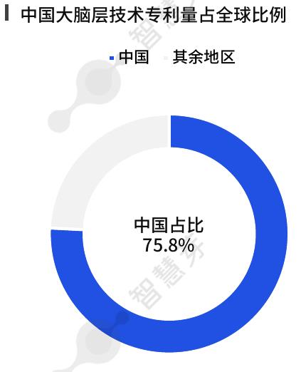 】中国大脑层技术专利量占全球比例