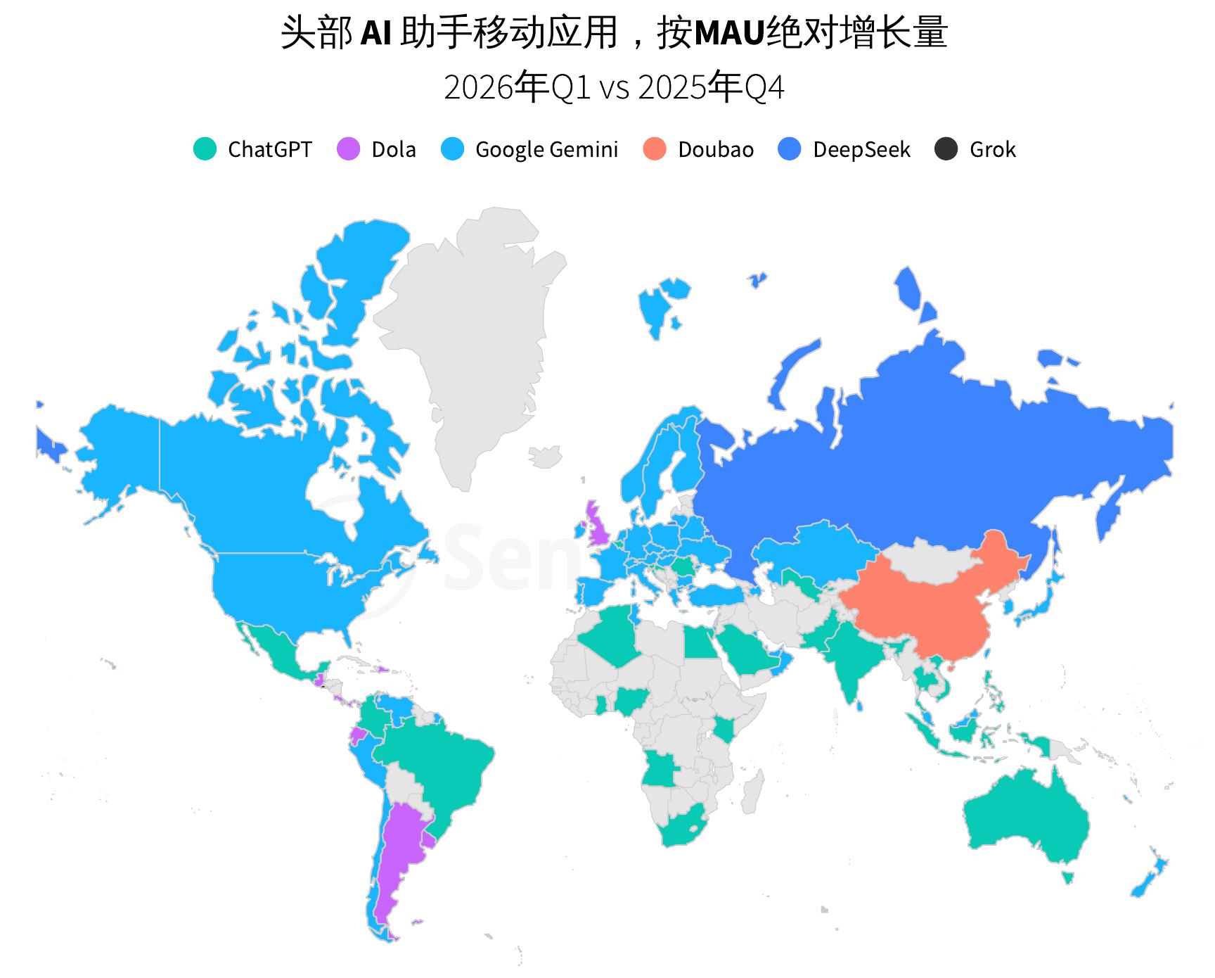 头部AI助手移动应用，按MAU绝对增长量