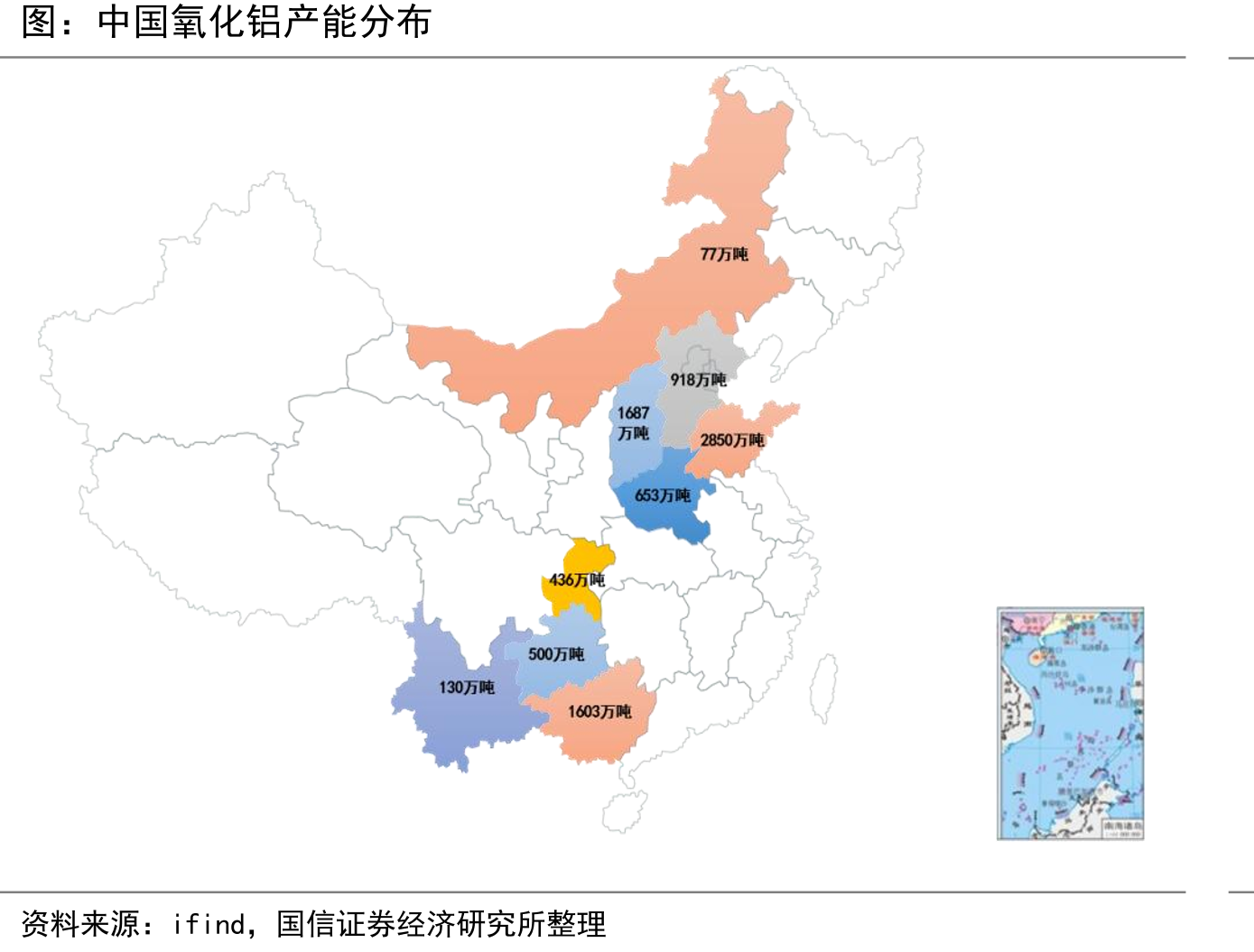 中国氧化铝产能分布