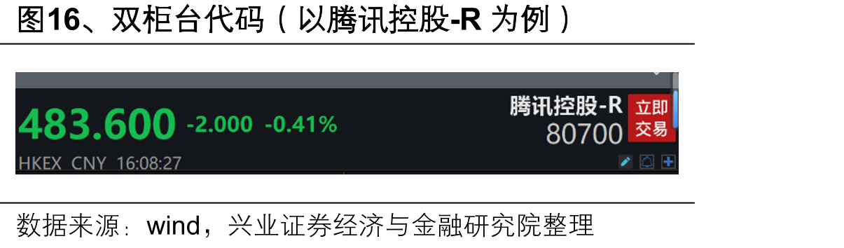 图16、双柜台代码（以腾讯控股-R为例）