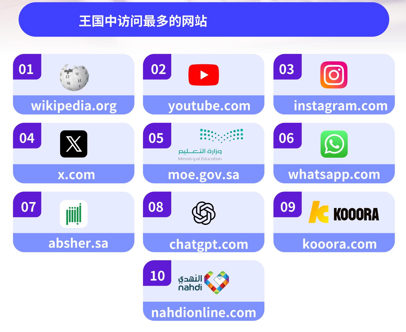 王国中访问最多的网站