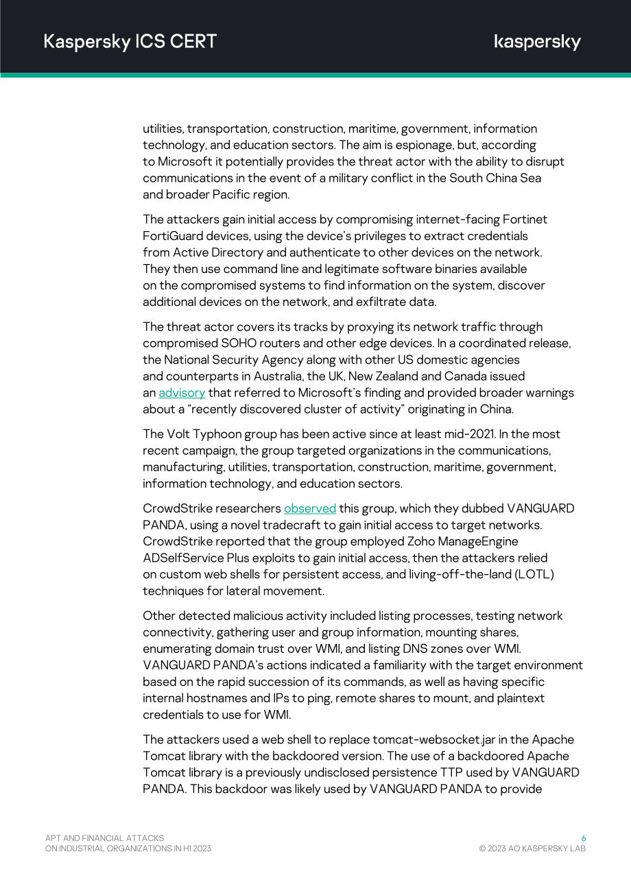 卡巴斯基：2023H1针对工业组织的APT和金融攻击概述报告（英文版）（15页）.pdf_第7页