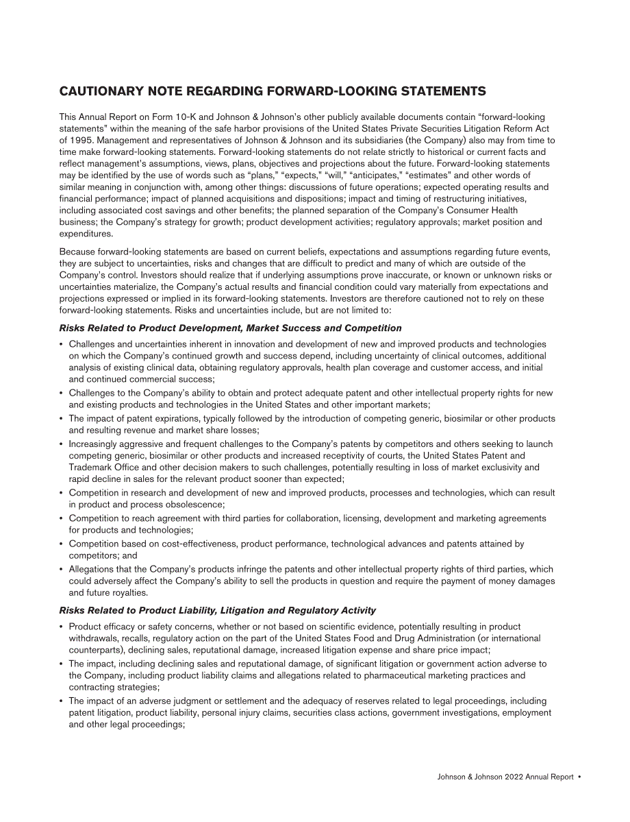 强生Johnson &ampamp Johnson（JNJ）2022年年度报告「NYSE」（英文版）（140页）.pdf_第9页