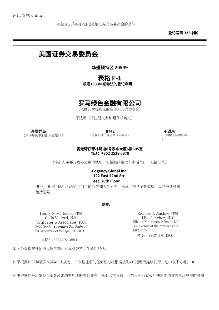 罗马风险咨询（ROMA）美股IPO招股说明书（英文版）（217页）.pdf_第1页