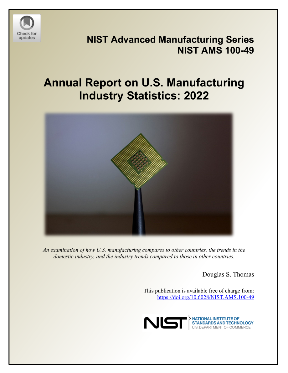 美国国家标准技术研究院（NIST）：2022年度美国制造业统计数据报告（英文版）（64页）.pdf_第1页