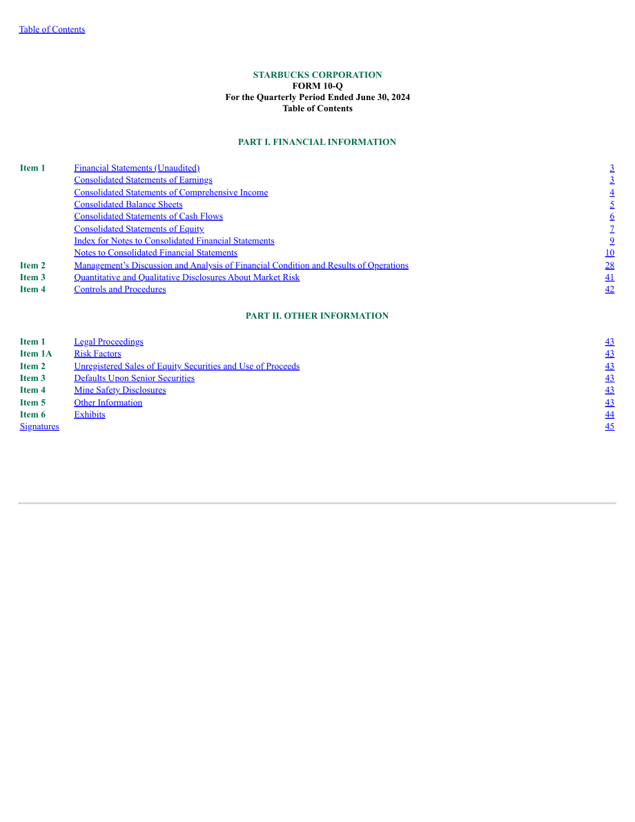 星巴克Starbucks Corp. (SBUX) 2024财年第三季度财报（英文版）（49页）.pdf_第2页