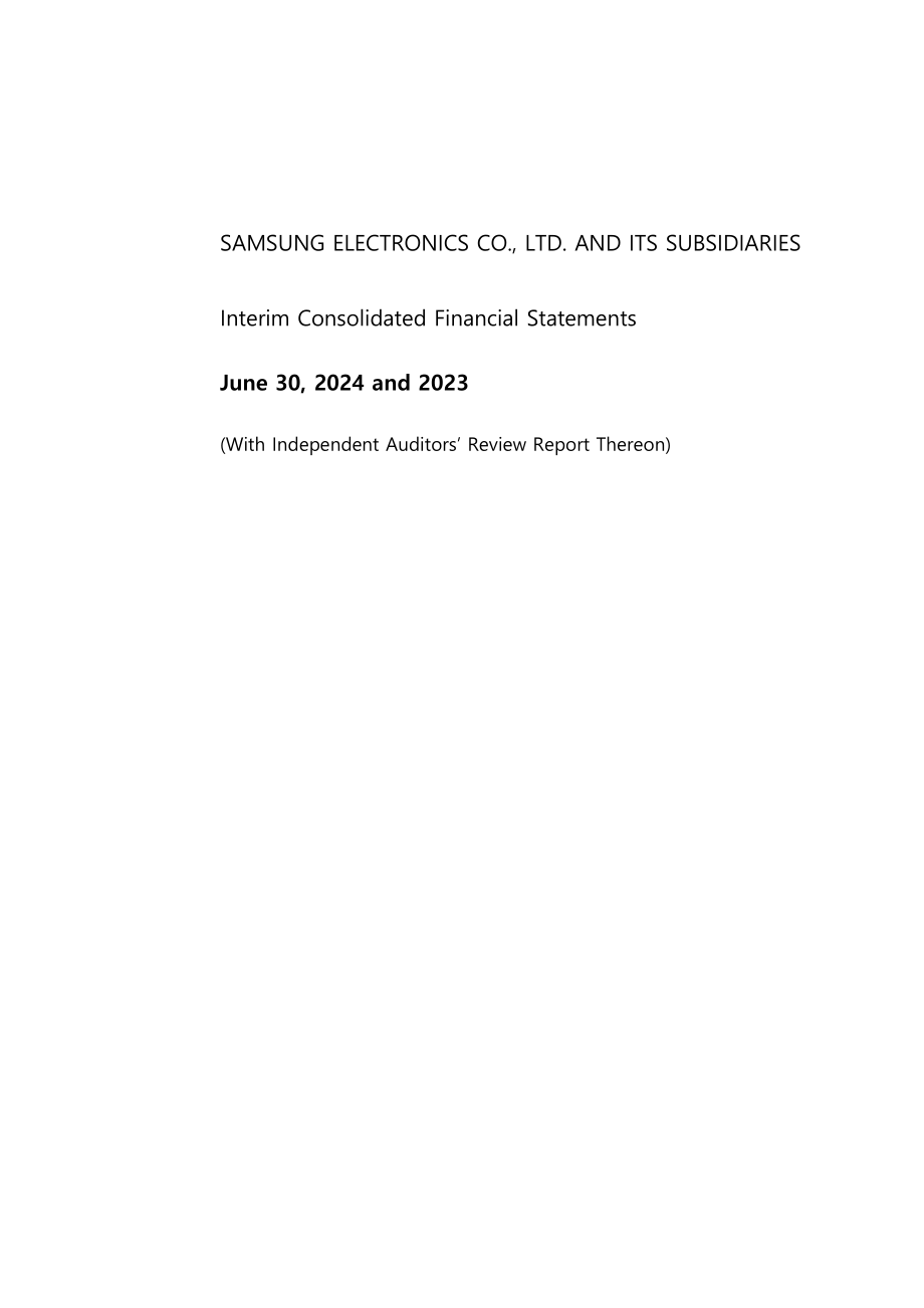 三星电子Samsung Electronics（005930）2024年第二季度财报「KRX韩国交易所」（英文版）（61页）.pdf_第1页