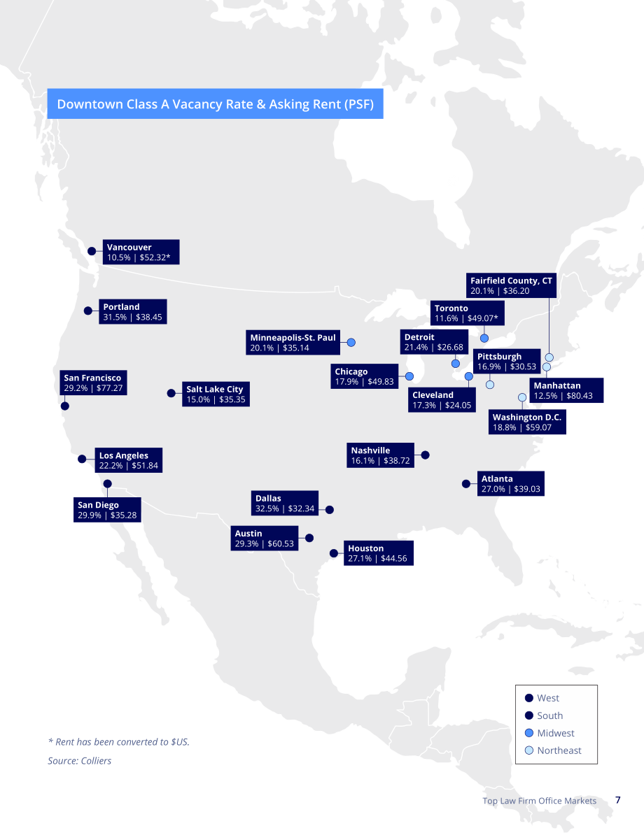 高力国际（Colliers）：2024年北美律所办公楼市场年度回顾和展望报告（英文版）（32页）.pdf_第7页