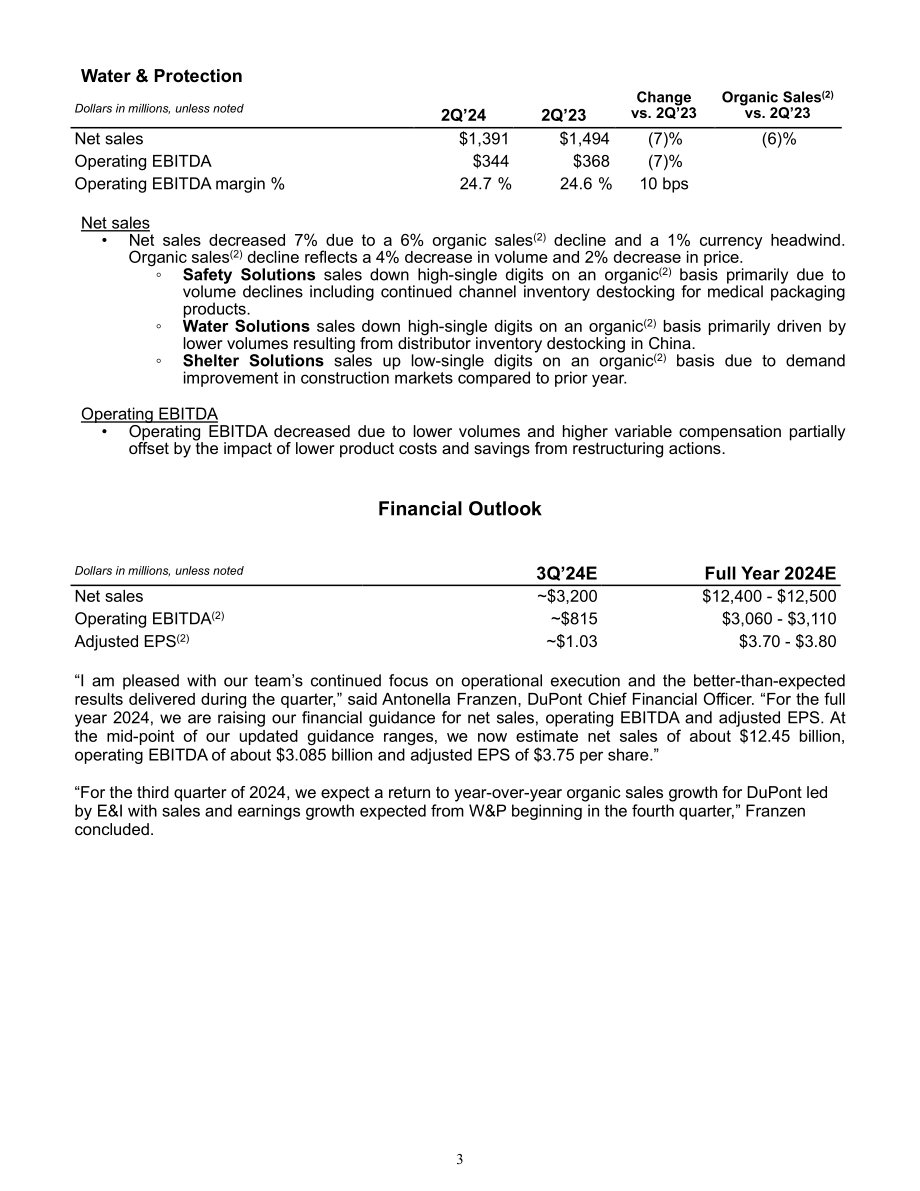 杜邦公司DuPont（DD）2024年第二季度财报「NYSE」（英文版）（14页）.pdf_第3页