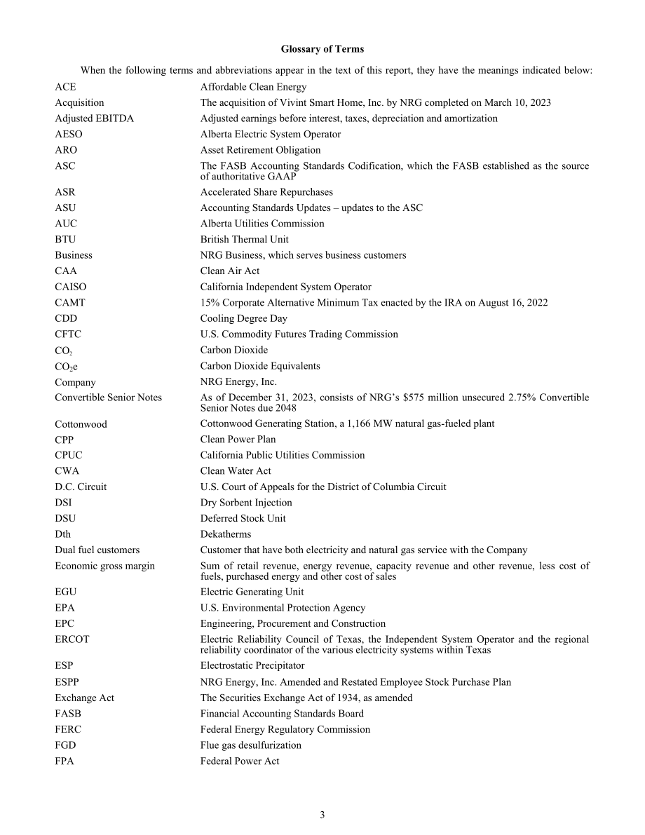 NRG Energy（NRG）2023年10-K年度报告（英文版）（169页）.pdf_第3页