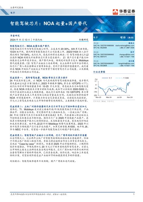 电子专题研究：智能驾驶芯片：NOA起量+国产替代-241113（20页）.pdf