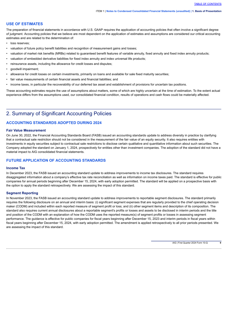 美国国际集团（AMERICAN INTERNATIONAL GROUP）2024年第一季度财报（英文版）（131页）.pdf_第10页