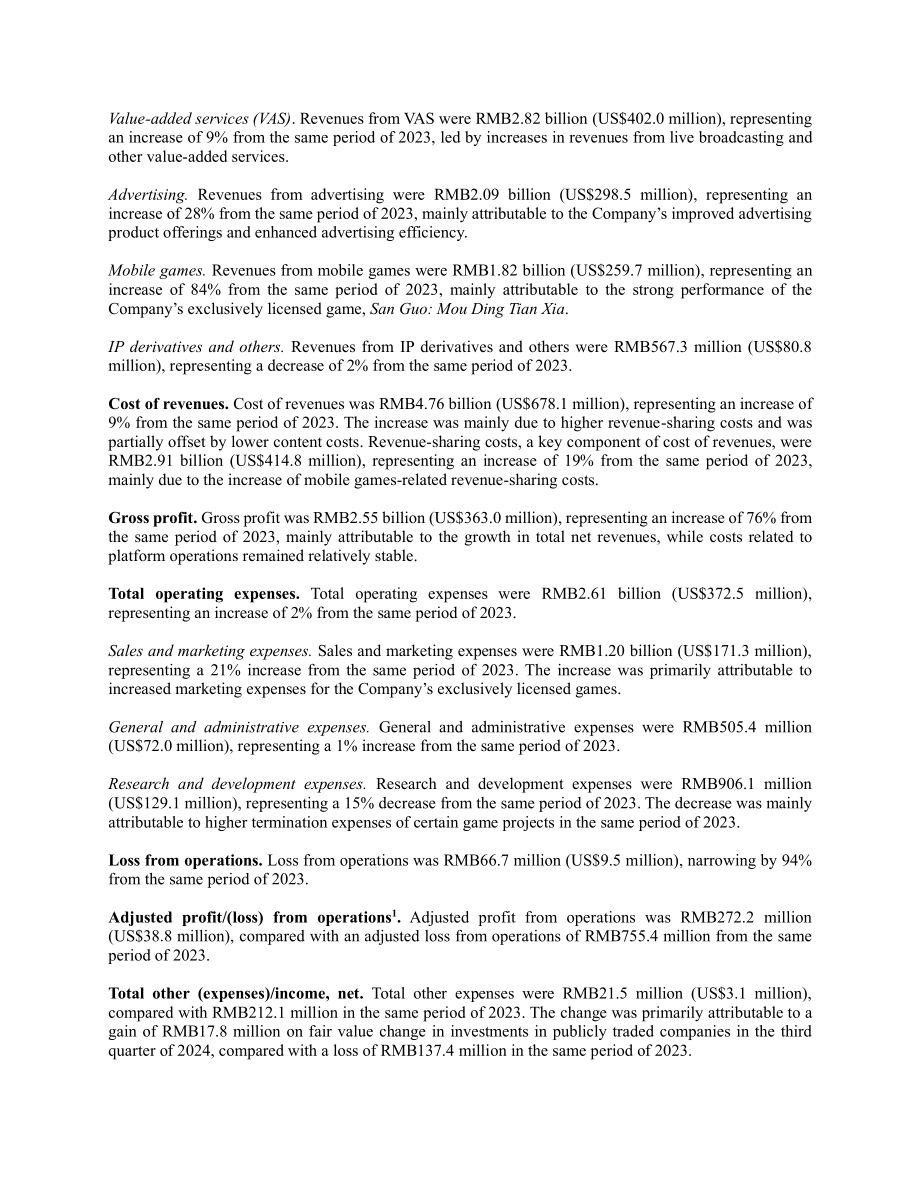 哔哩哔哩Bilibili Inc.（BILI）2024年第三季度财报「NASDAQ」（英文版）（12页）.pdf_第2页