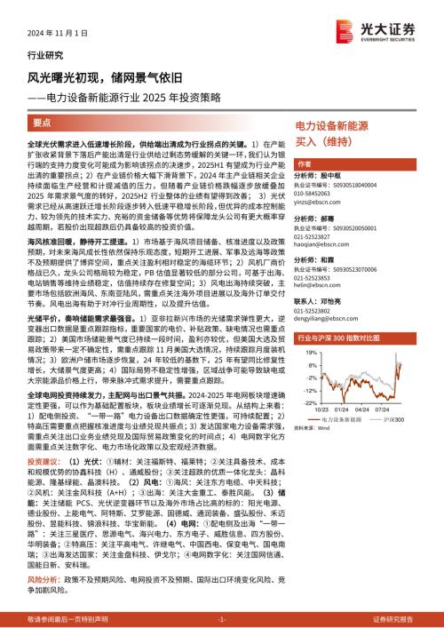 电力设备新能源行业2025年投资策略：风光曙光初现储网景气依旧-241101（38页）.pdf
