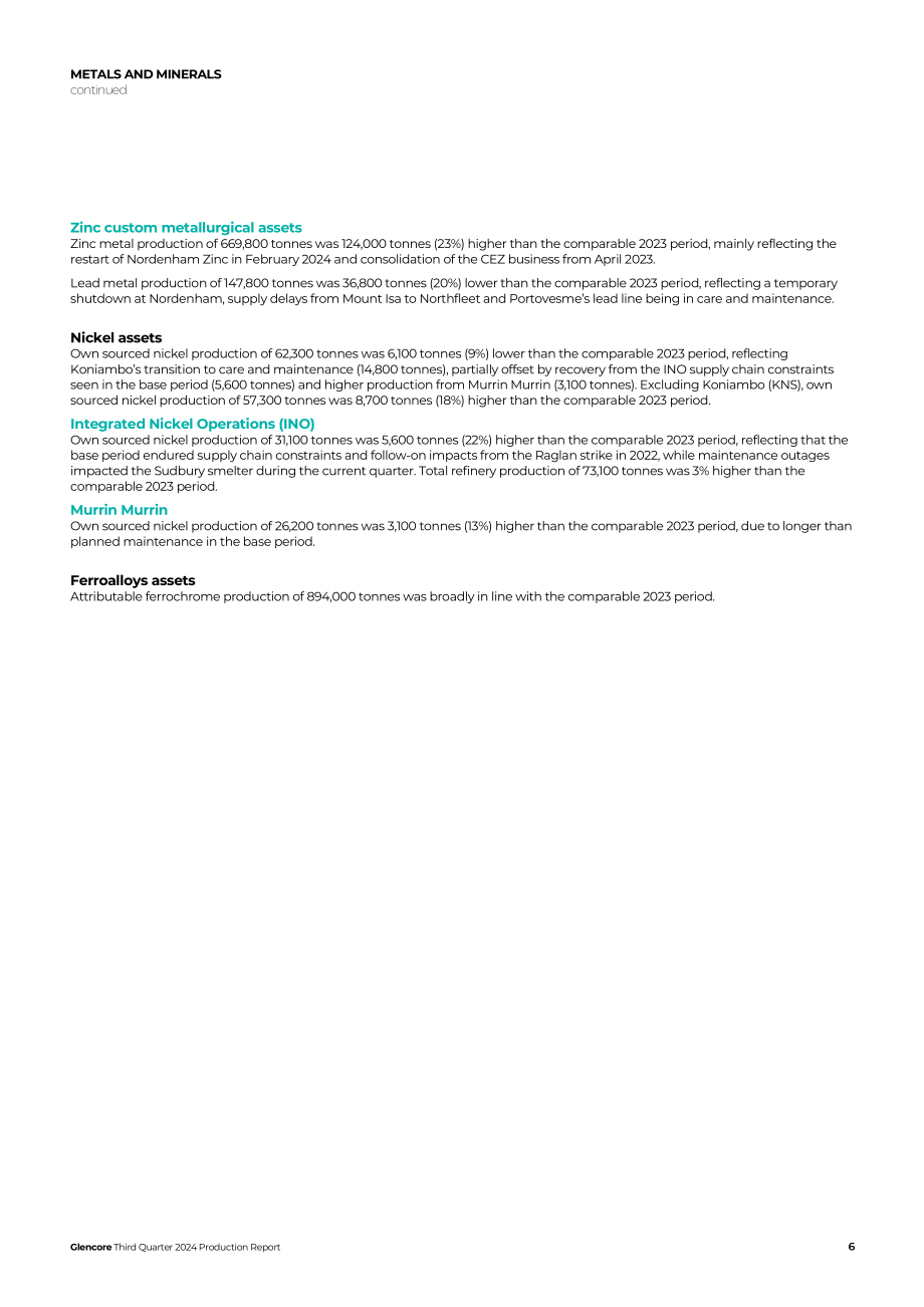 嘉能可（GLENCORE）2024年第三季度财报（英文版）（16页）.pdf_第6页