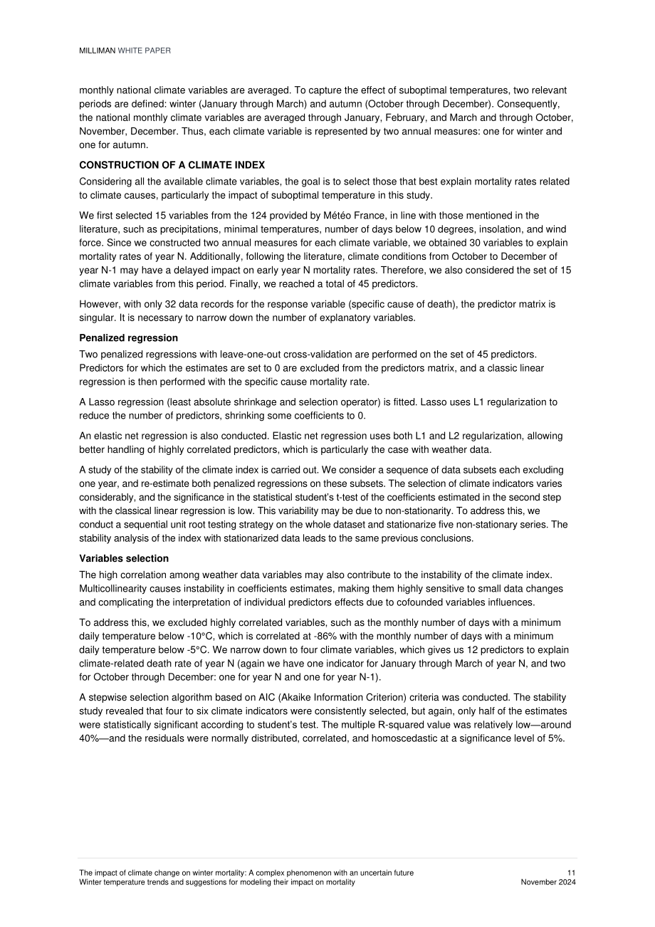 Milliman：2024气候变化对冬季死亡率的影响研究报告：未来趋势的不确定性与冬季气温对死亡率影响的模型构建建议（英文版）（17页）.pdf_第11页
