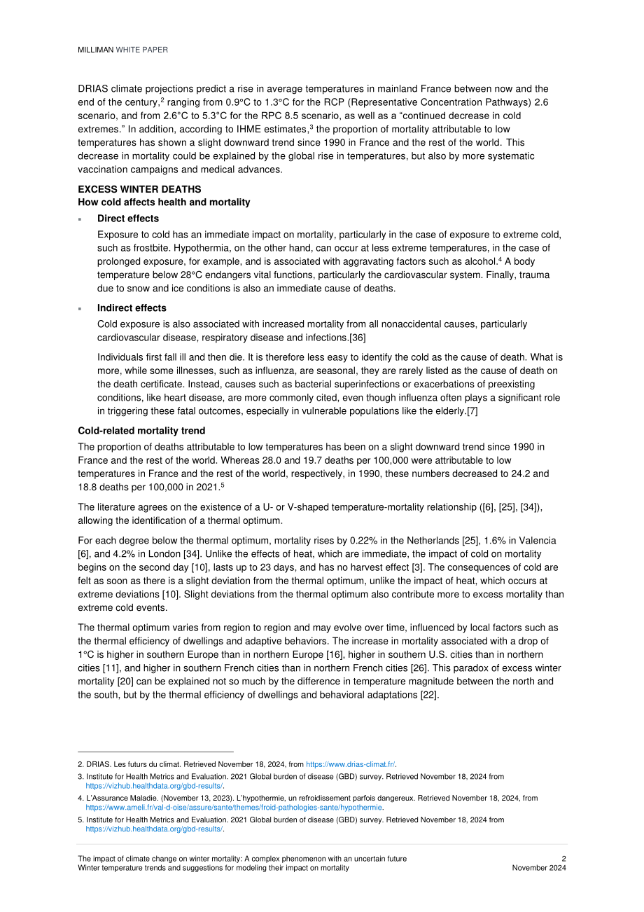 Milliman：2024气候变化对冬季死亡率的影响研究报告：未来趋势的不确定性与冬季气温对死亡率影响的模型构建建议（英文版）（17页）.pdf_第2页