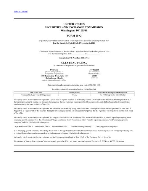 Ulta Beauty（ULTA）2024年第三季度财报（英文版）（31页）.pdf